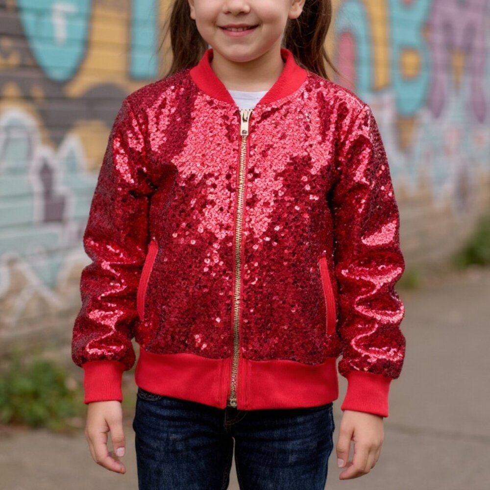 Red Sequin Girls Jacket NWt